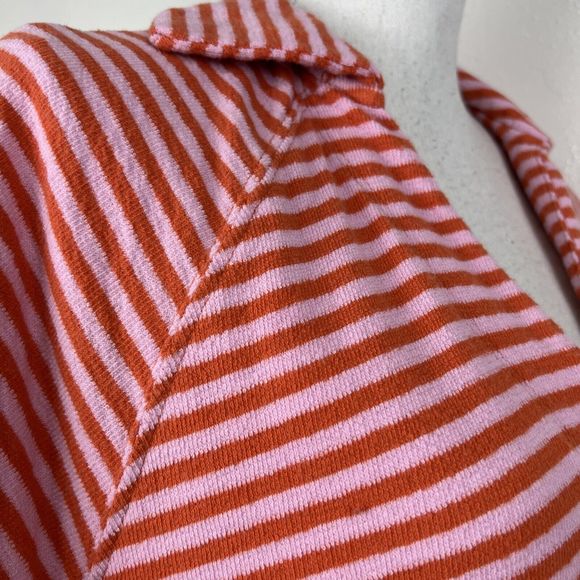 Free Assembly Sweater Women XXXL Pink Striped Short Sleeve Collared Casual - Picture 10 of 13